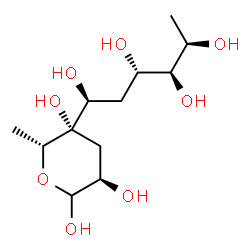 ChemSpider 2D Image | (1S,3S,4R,5R)-1-[(2R,3S,5R)-3,5,6-Trihydroxy-2-methyltetrahydro-2H-pyran-3-yl]-1,3,4,5-hexanetetrol | C12H24O8