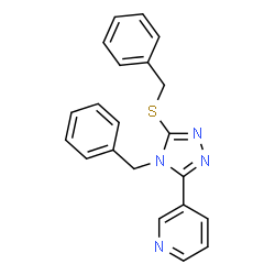 ChemSpider 2D Image | 3-(4-Benzyl-5-benzylsulfanyl-4H-[1,2,4]triazol-3-yl)-pyridine | C21H18N4S