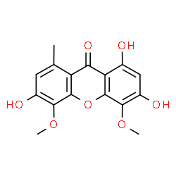ChemSpider 2D Image | 1,3,6-Trihydroxy-4,5-dimethoxy-8-methyl-9H-xanthen-9-one | C16H14O7