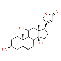 ChemSpider 2D Image | (3alpha,5beta,8xi,9xi,11alpha)-3,11,14-Trihydroxycard-20(22)-enolide | C23H34O5