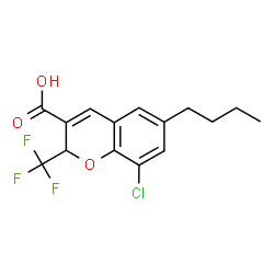 ChemSpider 2D Image | 6-Butyl-8-chloro-2-(trifluoromethyl)-2H-chromene-3-carboxylic acid | C15H14ClF3O3