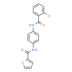 ChemSpider 2D Image | N-{4-[(2-Chlorobenzoyl)amino]phenyl}-2-thiophenecarboxamide | C18H13ClN2O2S