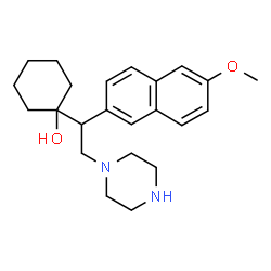 ChemSpider 2D Image | 1-[1-(6-Methoxy-2-naphthyl)-2-(1-piperazinyl)ethyl]cyclohexanol | C23H32N2O2