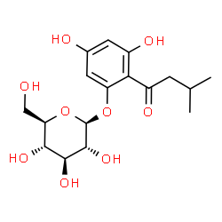 ChemSpider 2D Image | 2-beta-D-glucopyranosyloxy-4,6-dihydroxyisovalerophenone | C17H24O9