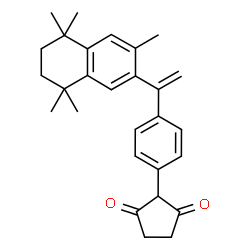 ChemSpider 2D Image | 2-{4-[1-(3,5,5,8,8-Pentamethyl-5,6,7,8-tetrahydro-2-naphthalenyl)vinyl]phenyl}-1,3-cyclopentanedione | C28H32O2