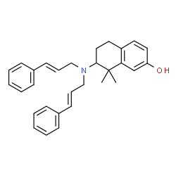 ChemSpider 2D Image | 7-{Bis[(2E)-3-phenyl-2-propen-1-yl]amino}-8,8-dimethyl-5,6,7,8-tetrahydro-2-naphthalenol | C30H33NO