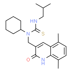 ChemSpider 2D Image | 1-Cyclohexyl-1-[(5,8-dimethyl-2-oxo-1,2-dihydro-3-quinolinyl)methyl]-3-isobutylthiourea | C23H33N3OS