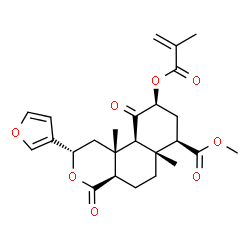 ChemSpider 2D Image | Methyl (2S,4aR,6aR,7R,9S,10aS,10bR)-2-(3-furyl)-9-(methacryloyloxy)-6a,10b-dimethyl-4,10-dioxododecahydro-2H-benzo[f]isochromene-7-carboxylate | C25H30O8