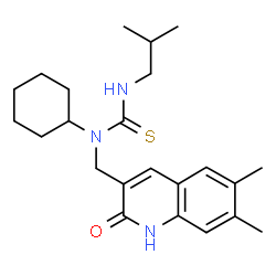 ChemSpider 2D Image | 1-cyclohexyl-1-[(6,7-dimethyl-2-oxo-1H-quinolin-3-yl)methyl]-3-isobutyl-thiourea | C23H33N3OS