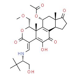 ChemSpider 2D Image | (1Z,4S,4aR,5R,6aS,9aR)-11-Hydroxy-1-({[(2S)-1-hydroxy-3,3-dimethyl-2-butanyl]amino}methylene)-4-(methoxymethyl)-4a,6a-dimethyl-2,7,10-trioxo-1,2,4,4a,5,6,6a,7,8,9,9a,10-dodecahydroindeno[4,5-h]isochro
men-5-yl acetate | C29H39NO9