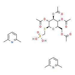 ChemSpider 2D Image | {[(2,3,4,6-Tetra-O-acetyl-beta-D-glucopyranosyl)thio]methyl}phosphonic acid - 2,6-dimethylpyridine (1:2) | C29H41N2O12PS