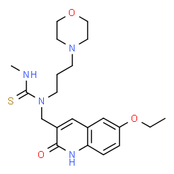 ChemSpider 2D Image | 1-[(6-Ethoxy-2-oxo-1,2-dihydro-3-quinolinyl)methyl]-3-methyl-1-[3-(4-morpholinyl)propyl]thiourea | C21H30N4O3S