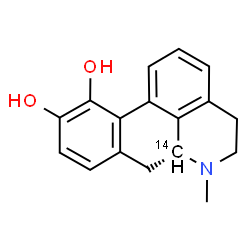 ChemSpider 2D Image | (6aR)-6-Methyl(6a-~14~C)-5,6,6a,7-tetrahydro-4H-dibenzo[de,g]quinoline-10,11-diol | C1614CH17NO2