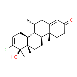 ChemSpider 2D Image | (4aR,4bS,6aS,7R,10aS,10bR,11R)-8-Chloro-7-hydroxy-4a,6a,7,11-tetramethyl-4,4a,4b,5,6,6a,7,10,10a,10b,11,12-dodecahydro-2(3H)-chrysenone | C22H31ClO2