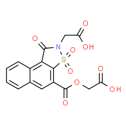 ChemSpider 2D Image | {4-[(CARBOXYMETHOXY)CARBONYL]-3,3-DIOXIDO-1-OXONAPHTHO[1,2-D]ISOTHIAZOL-2(1H)-YL}ACETIC ACID | C16H11NO9S
