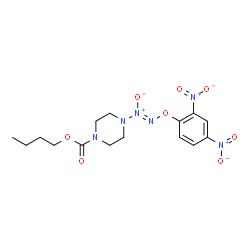 ChemSpider 2D Image | Butyl 4-[(Z)-(2,4-dinitrophenoxy)-NNO-azoxy]-1-piperazinecarboxylate | C15H20N6O8