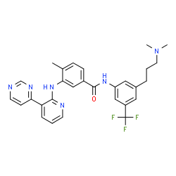ChemSpider 2D Image | N-{3-[3-(Dimethylamino)propyl]-5-(Trifluoromethyl)phenyl}-4-Methyl-3-[(3-Pyrimidin-4-Ylpyridin-2-Yl)amino]benzamide | C29H29F3N6O