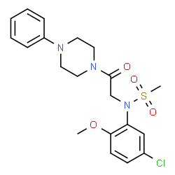 ChemSpider 2D Image | N-(5-Chloro-2-methoxyphenyl)-N-[2-oxo-2-(4-phenyl-1-piperazinyl)ethyl]methanesulfonamide | C20H24ClN3O4S