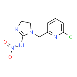 ChemSpider 2D Image | 1-[(6-Chloro-2-pyridinyl)methyl]-N-nitro-4,5-dihydro-1H-imidazol-2-amine | C9H10ClN5O2
