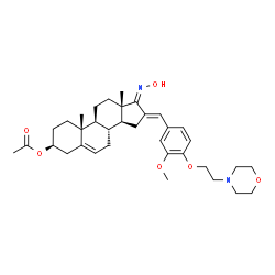 ChemSpider 2D Image | (3beta,16E,17E)-17-(Hydroxyimino)-16-{3-methoxy-4-[2-(4-morpholinyl)ethoxy]benzylidene}androst-5-en-3-yl acetate | C35H48N2O6