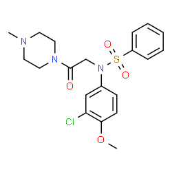 ChemSpider 2D Image | N-(3-Chloro-4-methoxyphenyl)-N-[2-(4-methyl-1-piperazinyl)-2-oxoethyl]benzenesulfonamide | C20H24ClN3O4S