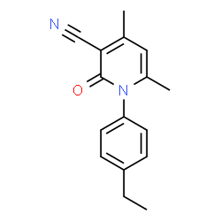ChemSpider 2D Image | 1-(4-Ethylphenyl)-4,6-dimethyl-2-oxo-1,2-dihydro-3-pyridinecarbonitrile | C16H16N2O