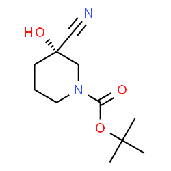 ChemSpider 2D Image | 2-Methyl-2-propanyl (3S)-3-cyano-3-hydroxy-1-piperidinecarboxylate | C11H18N2O3