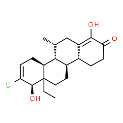 ChemSpider 2D Image | (4aR,4bS,7R,10aS,10bR,11R)-8-Chloro-6a-ethyl-1,7-dihydroxy-11-methyl-4,4a,4b,5,6,6a,7,10,10a,10b,11,12-dodecahydro-2(3H)-chrysenone | C21H29ClO3