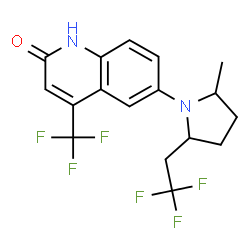 ChemSpider 2D Image | 6-[2-Methyl-5-(2,2,2-trifluoroethyl)-1-pyrrolidinyl]-4-(trifluoromethyl)-2(1H)-quinolinone | C17H16F6N2O