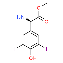 ChemSpider 2D Image | Methyl (2R)-amino(4-hydroxy-3,5-diiodophenyl)acetate | C9H9I2NO3