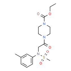 ChemSpider 2D Image | Ethyl 4-[N-(3-methylphenyl)-N-(methylsulfonyl)glycyl]-1-piperazinecarboxylate | C17H25N3O5S