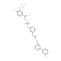 ChemSpider 2D Image | N-[(3'-Hydroxy-3-biphenylyl)methyl]-2-[3-(2-{[(2R)-2-hydroxy-2-{4-hydroxy-3-[(methylsulfonyl)amino]phenyl}ethyl]amino}-2-methylpropyl)phenyl]acetamide | C34H39N3O6S