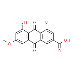 ChemSpider 2D Image | 4,5-Dihydroxy-7-methoxy-9,10-dioxo-9,10-dihydro-2-anthracenecarboxylic acid | C16H10O7