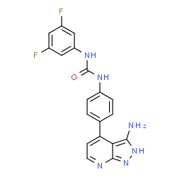 ChemSpider 2D Image | 1-[4-(3-Amino-2H-pyrazolo[3,4-b]pyridin-4-yl)phenyl]-3-(3,5-difluorophenyl)urea | C19H14F2N6O
