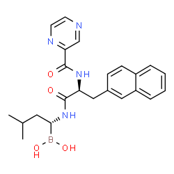 ChemSpider 2D Image | [(1R)-3-Methyl-1-{[3-(2-naphthyl)-N-(2-pyrazinylcarbonyl)-L-alanyl]amino}butyl]boronic acid | C23H27BN4O4
