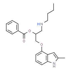 ChemSpider 2D Image | 1-(Butylamino)-3-[(2-methyl-1H-indol-4-yl)oxy]-2-propanyl benzoate | C23H28N2O3
