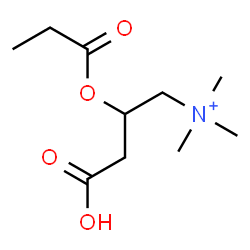 ChemSpider 2D Image | 3-Carboxy-N,N,N-trimethyl-2-(1-oxopropoxy)-1-propanaminium | C10H20NO4