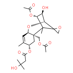 ChemSpider 2D Image | Trichothec-9-ene-3,4,8,15-tetrol, 12,13-epoxy-, 4,15-diacetate 8-(3-hydroxy-3-methylbutanoate), (3Î±,4Î²,8Î±)- | C24H34O10