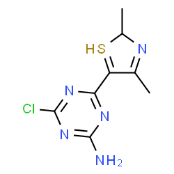 ChemSpider 2D Image | 4-chloro-6-(2,4-dimethyl-2H-thiazol-5-yl)-1,3,5-triazin-2-amine | C8H9ClN5S