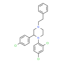 ChemSpider 2D Image | 2-(4-Chlorophenyl)-1-(2,4-dichlorophenyl)-4-(2-phenylethyl)piperazine | C24H23Cl3N2