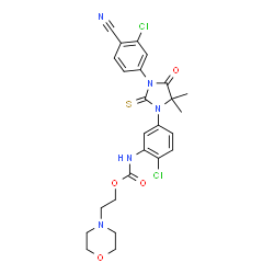 ChemSpider 2D Image | 2-(4-Morpholinyl)ethyl {2-chloro-5-[3-(3-chloro-4-cyanophenyl)-5,5-dimethyl-4-oxo-2-thioxo-1-imidazolidinyl]phenyl}carbamate | C25H25Cl2N5O4S