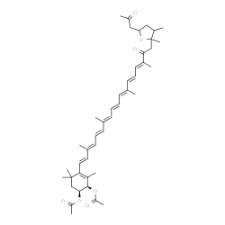 ChemSpider 2D Image | (1S,2R)-4-{(1E,3E,5E,7E,9E,11E,13E,15E)-18-[2,3-Dimethyl-5-(2-oxopropyl)tetrahydro-2-furanyl]-3,7,12,16-tetramethyl-17-oxo-1,3,5,7,9,11,13,15-octadecaoctaen-1-yl}-3,5,5-trimethyl-3-cyclohexene-1,2-diy
l diacetate | C44H60O7