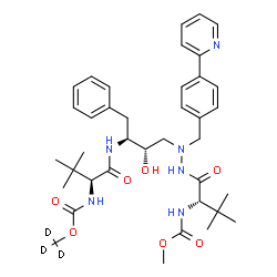 ChemSpider 2D Image | (~2~H_3_)Methyl {(5S,10S,11S,14S)-11-benzyl-10-hydroxy-15,15-dimethyl-5-(2-methyl-2-propanyl)-3,6,13-trioxo-8-[4-(2-pyridinyl)benzyl]-2-oxa-4,7,8,12-tetraazahexadecan-14-yl}carbamate (non-preferred na
me) | C38H49D3N6O7