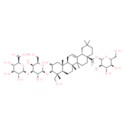 ChemSpider 2D Image | 1-O-[(2beta,3beta)-3-{[3-O-(beta-D-Glucopyranuronosyl)-beta-D-galactopyranosyl]oxy}-2,23-dihydroxy-28-oxoolean-12-en-28-yl]-beta-D-glucopyranose | C48H76O21