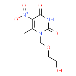 ChemSpider 2D Image | 1-(2-Hydroxy-ethoxymethyl)-6-methyl; -5-nitro-1H-pyrimidine-2,4-dione | C8H11N3O6