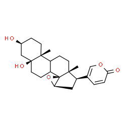 ChemSpider 2D Image | (3beta,5beta,8xi,9xi,15beta)-3,5-Dihydroxy-14,15-epoxybufa-20,22-dienolide | C24H32O5