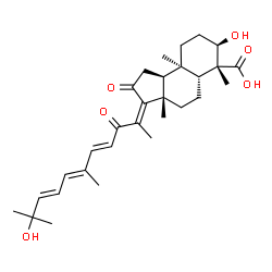 ChemSpider 2D Image | (3Z,3aS,5aR,6R,7R,9aR,9bS)-7-Hydroxy-3-[(4E,6E,8E)-10-hydroxy-6,10-dimethyl-3-oxo-4,6,8-undecatrien-2-ylidene]-3a,6,9a-trimethyl-2-oxododecahydro-1H-cyclopenta[a]naphthalene-6-carboxylic acid | C30H42O6