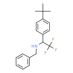 ChemSpider 2D Image | N-Benzyl-2,2,2-trifluoro-1-[4-(2-methyl-2-propanyl)phenyl]ethanamine | C19H22F3N