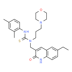 ChemSpider 2D Image | 3-(2,4-Dimethylphenyl)-1-[(6-ethyl-2-oxo-1,2-dihydro-3-quinolinyl)methyl]-1-[3-(4-morpholinyl)propyl]thiourea | C28H36N4O2S