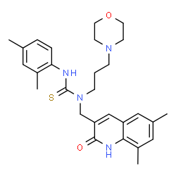 ChemSpider 2D Image | 1-[(6,8-Dimethyl-2-oxo-1,2-dihydro-3-quinolinyl)methyl]-3-(2,4-dimethylphenyl)-1-[3-(4-morpholinyl)propyl]thiourea | C28H36N4O2S